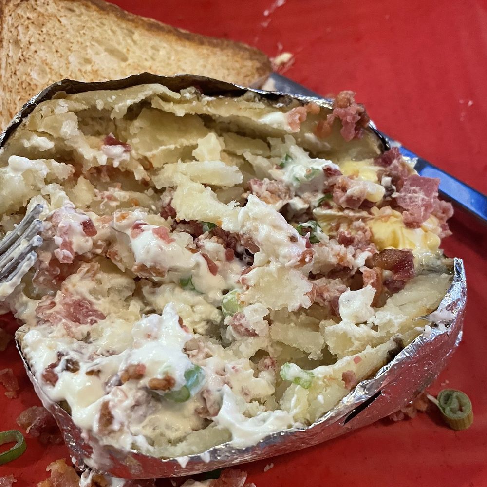 Burger Station 120 - My potato I mixed up before a picture, haha! - Burgers Near Me - Harriman, Tennessee Burger Station 120 - My potato I mixed up before a picture, haha! - Burgers Near Me - Harriman, Tennessee