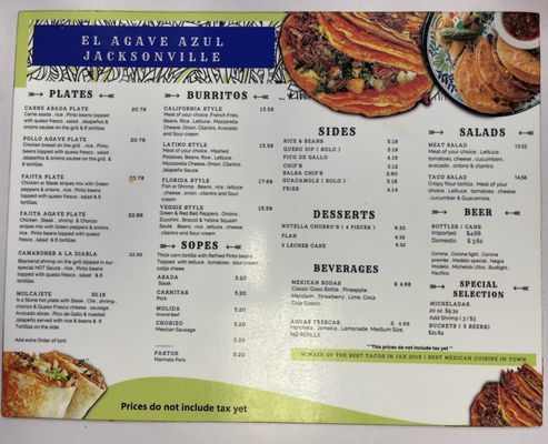 Menu photo 1 El Agave Azul Baymeadows Jacksonville, FL