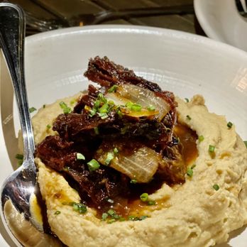 Aba - Short Rib Hummus! So delicious, make sure to try this! We usually get two for the table. - Mediterranean Near Me - Austin, Texas