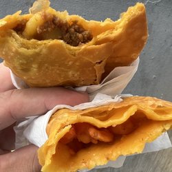 La Bandera Food Truck - Empanadilla de Carne (top); Empanadilla de Camarones (bottom)