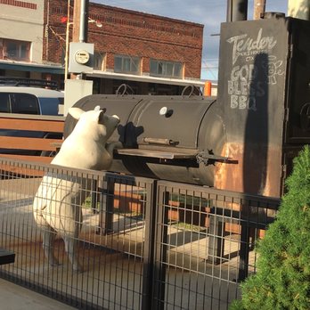Tender Smokehouse - Outdoor smoker decor with pig statue - Barbeque Near Me - Celina, Texas Tender Smokehouse - Outdoor smoker decor with pig statue - Barbeque Near Me - Celina, Texas