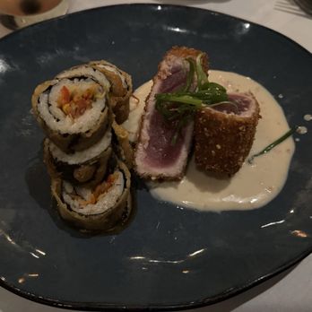 Coastal Fish Company - Macadamia Encrusted Yellow Fin Tuna with vegetable sushi - Seafood Near Me - Memphis, Tennessee