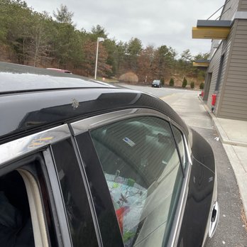 McDonald's - Me pulled up beyond the empty drive thru so they can get my order ready and bring it out to me in the cold. - Fast Food Near Me - Bourne, Massachusetts