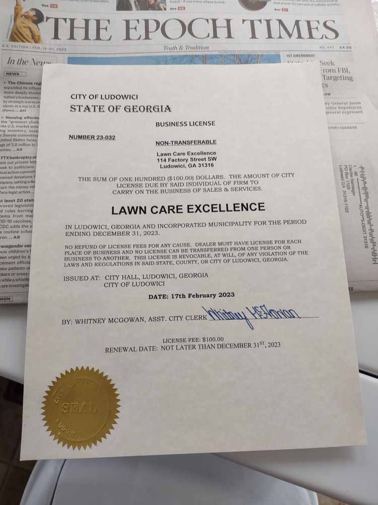 LAWN CARE EXCELLENCE Updated September 2024 Request a Quote