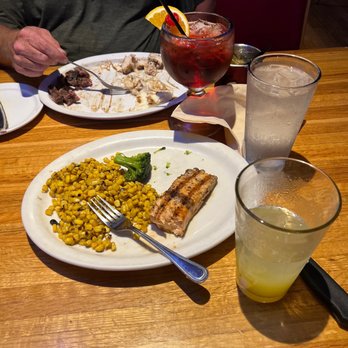 Logan's Roadhouse - Wood grilled Salmon with broccoli and corn my favorite - Steakhouses Near Me - Sacramento, California Logan's Roadhouse - Wood grilled Salmon with broccoli and corn my favorite - Steakhouses Near Me - Sacramento, California