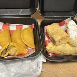 Guajiros Cuban Cafe - Colombian Empanadas - seasoned cornbread with tender pork filling, Guava jelly, Guava and Cheese, and Cheese pastries.