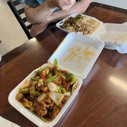 Lucky Bamboo Kitchen - Tofu with garlic sauce and Mongolian beef