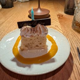 Complimentary tres leches for birthday