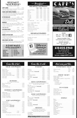 Menu photo 2 Capp's Deli Conshohocken, PA