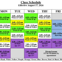 Schedule as of August 17, 2026