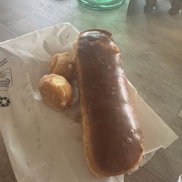 Chocolate bar and donut hole. Chocolate bar and donut hole.