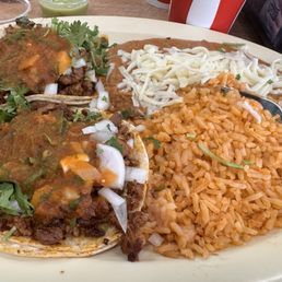 2 taco pastor with rice and beans 2 taco pastor with rice and beans