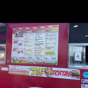 Tacos la chaparrita - a menu on a food truck - Food Trucks Near Me - Louisville, Kentucky