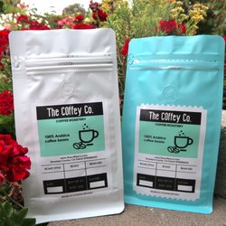 The Coffey - White & teal collection coffee bags