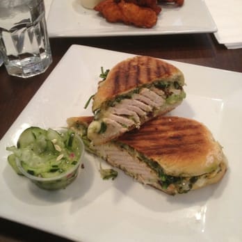 Press 195 - Bayside - #42 grilled lemon chicken, maple basil pesto, fontina cheese, baby spinach, and tomato olive bruschetta. - Sandwiches Near Me - Bayside, New York Press 195 - Bayside - #42 grilled lemon chicken, maple basil pesto, fontina cheese, baby spinach, and tomato olive bruschetta. - Sandwiches Near Me - Bayside, New York