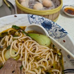 Ox King Noodles - Sour and Spicy Beef Noodle Soup & Shrimp Dumplings