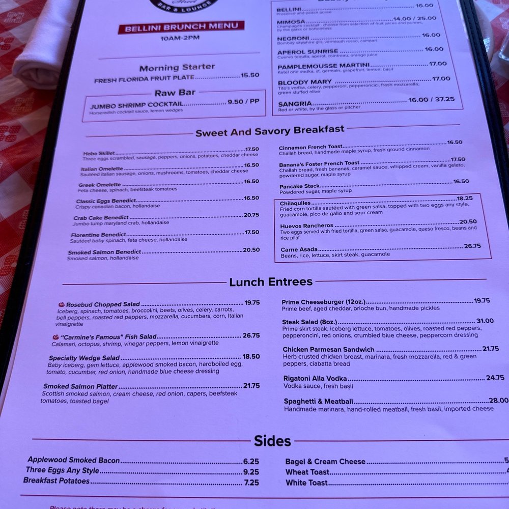 Carmine's - Brunch menu - Italian Near Me - Chicago, Illinois