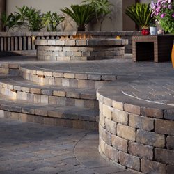 D&S PAVERS - Patio, step and fire pit in Belgard Dublin style pavers