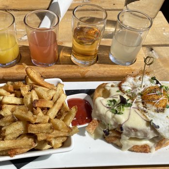 Dogpatch - "Madame Lisette" (a croque madam sandwich with pork belly) - Bistros Near Me - Edmonton, Alberta Dogpatch - "Madame Lisette" (a croque madam sandwich with pork belly) - Bistros Near Me - Edmonton, Alberta
