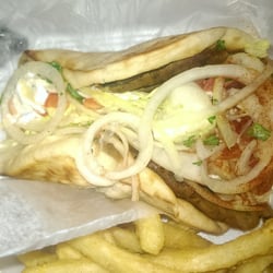 Mr. Gyros & Burgers - With the wrapper opened.