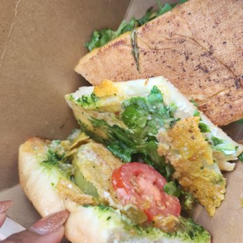 Rado Market - Inside fried green tomato sandwich - Salad Near Me - Houston, Texas