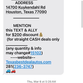 Texas Best Deal Autos - They contacted me - Used Car Dealers Near Me - Houston, Texas
