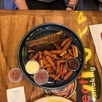 MeatVille Smoking - 1/2 lb beef rib and sweet potato fries - Barbeque Near Me - Nashville, Tennessee MeatVille Smoking - 1/2 lb beef rib and sweet potato fries - Barbeque Near Me - Nashville, Tennessee