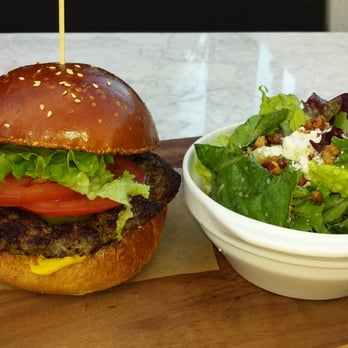 Earls Kitchen + Bar - Earls Bigger Better Burger with Mixed Green Salad - Canadian (New) Near Me - Woodbridge, Ontario Earls Kitchen + Bar - Earls Bigger Better Burger with Mixed Green Salad - Canadian (New) Near Me - Woodbridge, Ontario
