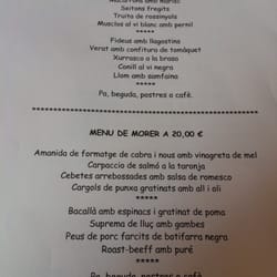 El Sot del Morer - Menús
