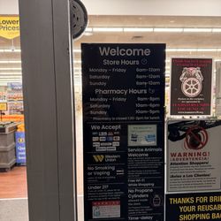 Albertsons - Posted closing hours at 1150p outside of a locked door.