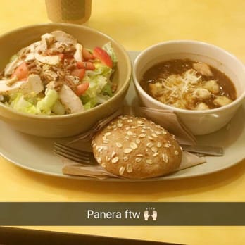 Panera Bread - You Pick Two: French Onion Soup w/ sprouted whole wheat roll, and Strawberry Chicken Salad. Yum!! - Salad Near Me - Jersey City, New Jersey Panera Bread - You Pick Two: French Onion Soup w/ sprouted whole wheat roll, and Strawberry Chicken Salad. Yum!! - Salad Near Me - Jersey City, New Jersey