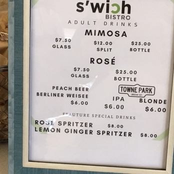 S'wich Bistro - Drink menu - Breakfast & Brunch Near Me - Irvine, California