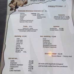The Happy Bull - Drinks and Shake menu