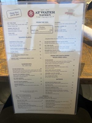 Menu photo 5 ATwater Tavern San Francisco, CA