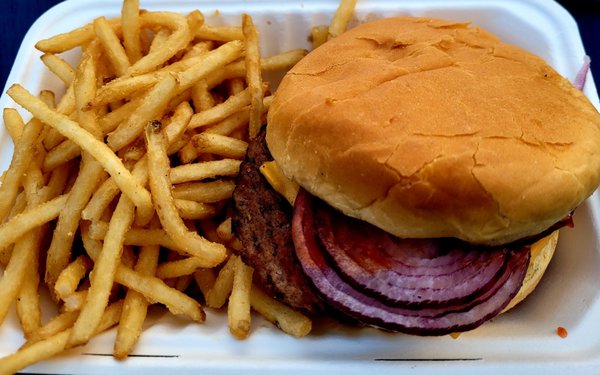 Photo of TK Burgers - Santa Ana, CA, US. Cheeseburger and fries