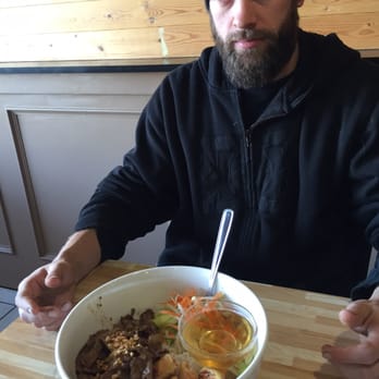 Kinh Vietnamese - I know he doesn't  look it, but he really enjoyed his giant helping of beef vermicelli - Vietnamese Near Me - Olds, Alberta
