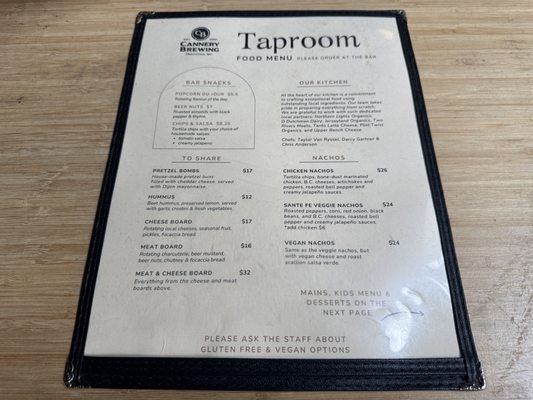 Menu photo 1 Cannery Brewing Penticton, BC