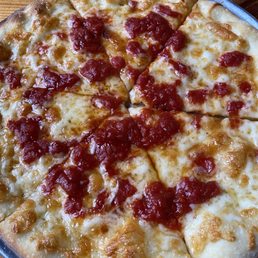 Cheese pizza with hot honey swirl Cheese pizza with hot honey swirl