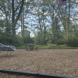 Canby Grove Park - The smaller table & chair set for the kids. the background is where the adult picnic table is & plenty of space for a picnic w a blanket.