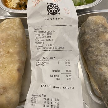 Javier's - Cabo Azul, two burritos, and a bag of chips for $100. Seriously? What a rip. - Mexican Near Me - Irvine, California Javier's - Cabo Azul, two burritos, and a bag of chips for $100. Seriously? What a rip. - Mexican Near Me - Irvine, California