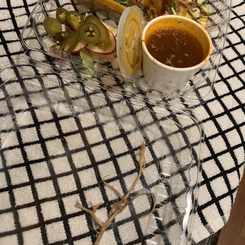 My Taco House - 3 Birria QuesaTacos with Consomme - the nasty muscle fibers or intestines I found in my birria taco! Whatever it is, it's nasty! - Tacos Near Me - Modesto, California
