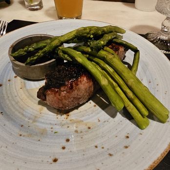 Dorrego's - NY Strip Steak medium with asparagus - Argentine Near Me - San Antonio, Texas