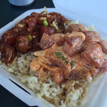 Ono Seafood - Combo plate! Half #1 and 7 with brown rice! So Ono! - Seafood Near Me - Honolulu, Hawaii Ono Seafood - Combo plate! Half #1 and 7 with brown rice! So Ono! - Seafood Near Me - Honolulu, Hawaii