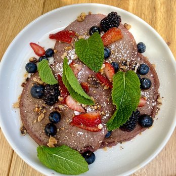 Wildseed - Red velvet flaxseed pancakes - Vegan Near Me - San Francisco, California Wildseed - Red velvet flaxseed pancakes - Vegan Near Me - San Francisco, California
