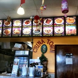 a restaurant counter and menus
