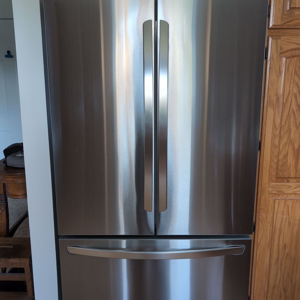 LG French door refrigerator after installation. LG French door refrigerator after installation.