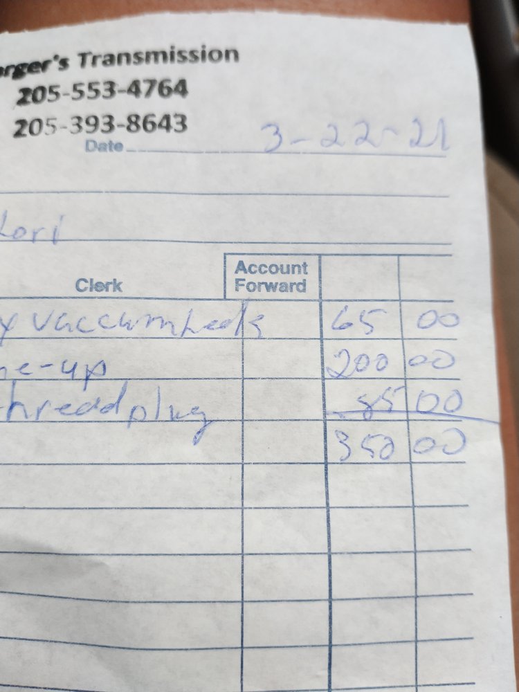 BARGER’S BILLY TRANSMISSION 11155 Fleetwood Rd, Cottondale, Alabama