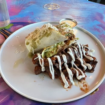 Vandals Street Kitchen - Burrito with potatoes on the side - Asian Fusion Near Me - Mobile, Alabama Vandals Street Kitchen - Burrito with potatoes on the side - Asian Fusion Near Me - Mobile, Alabama