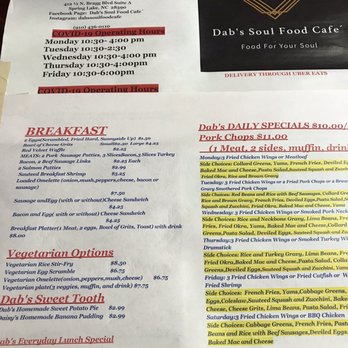 Dab's Soul Food Cafe - Menu and Hours - Soul Food Near Me - Spring Lake, North Carolina
