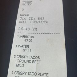 Maruca's Kitchen - Our Order. Total was $22.76 after tax.